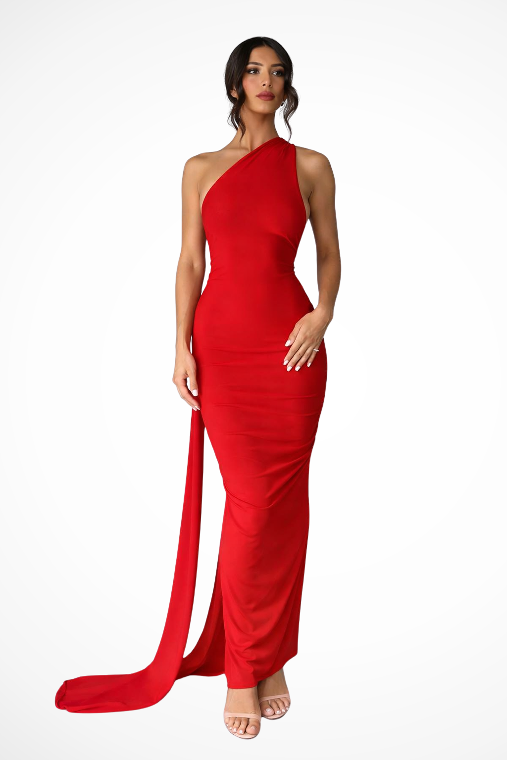maxi race day dress Women's One Shoulder Backless Ruched Evening – Maison-Moda Size:XS / 34-35 Sleeve type-sleeveless Dusty Pink Strapless Sequins