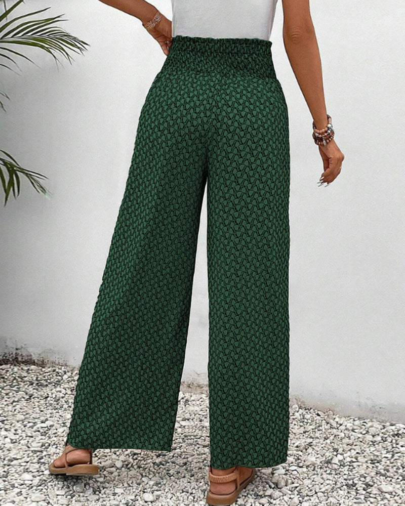 Women’s Wide-Leg Palazzo Trousers - Light Printed Weave