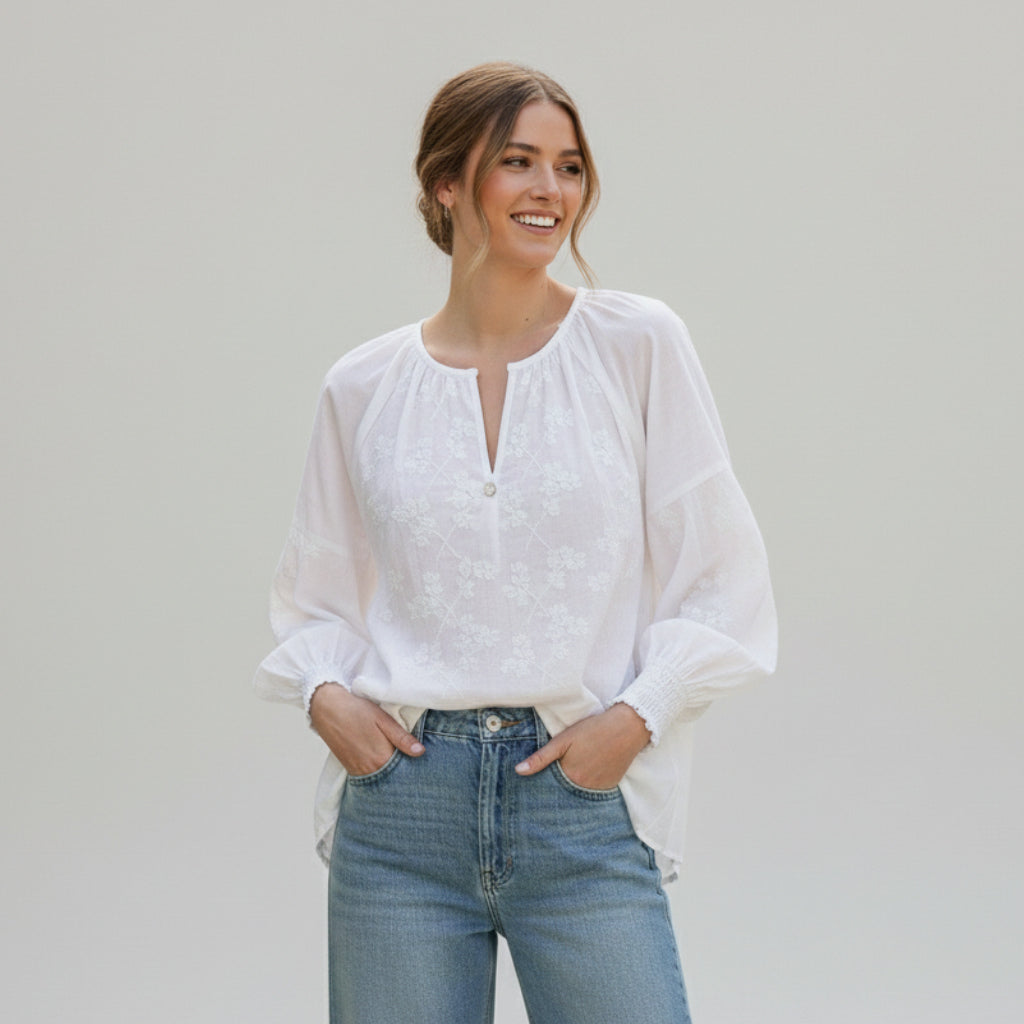 Lumière Broderie Blouse for Women