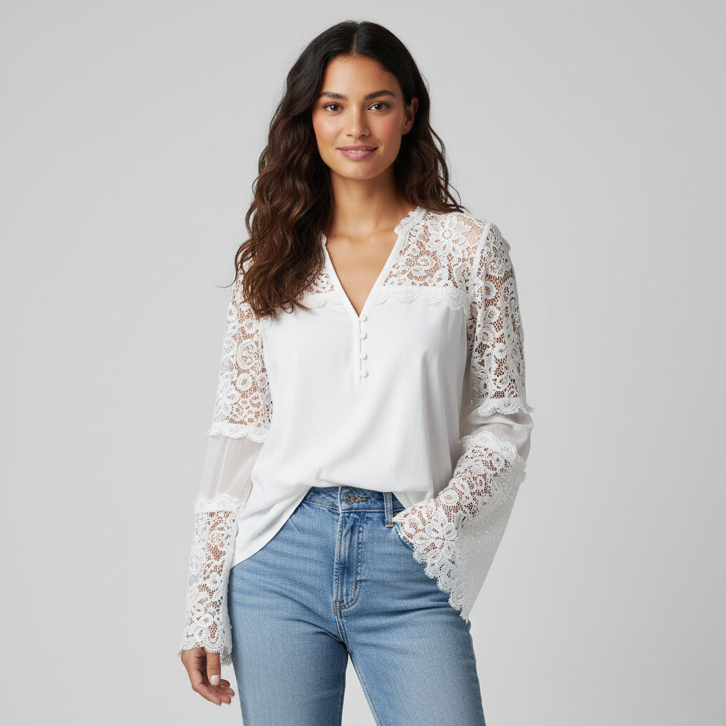 Elegant Lace Detail Blouse for Women