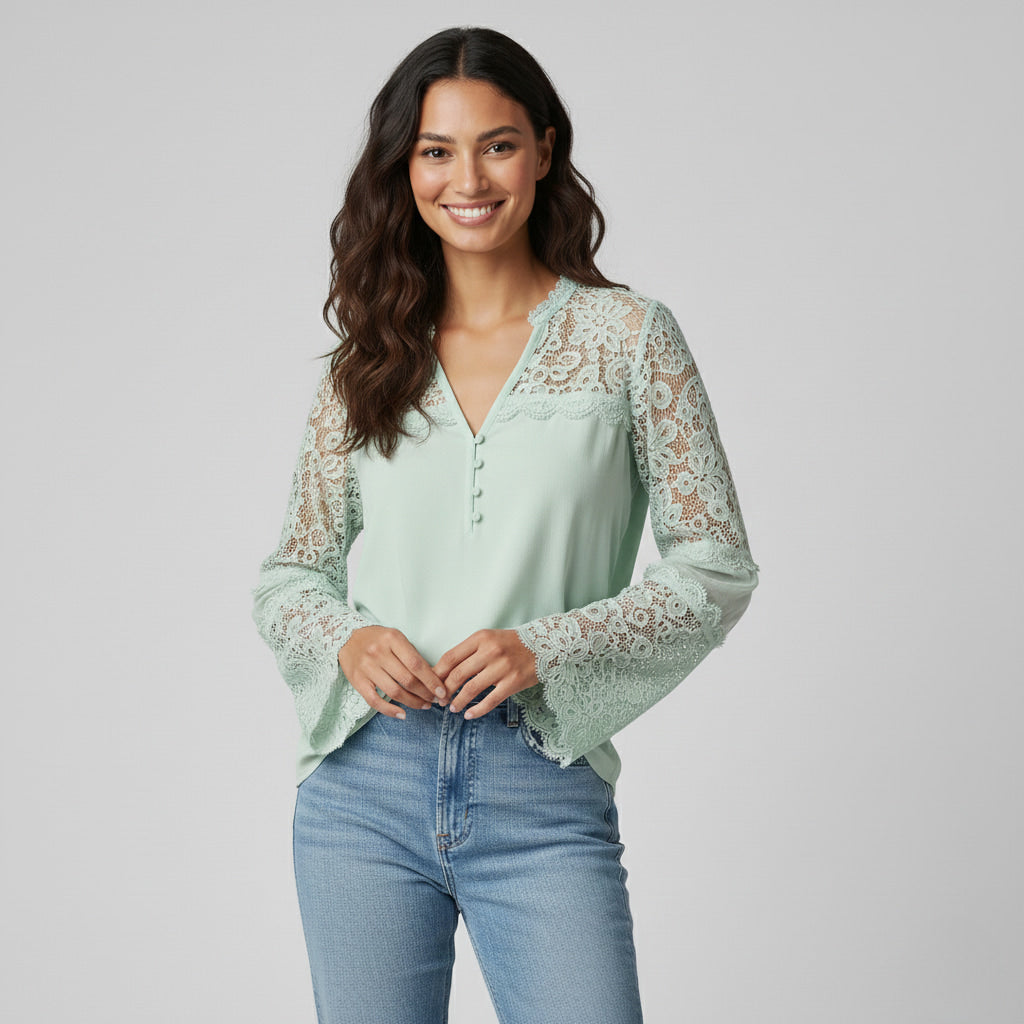 Elegant Lace Detail Blouse for Women