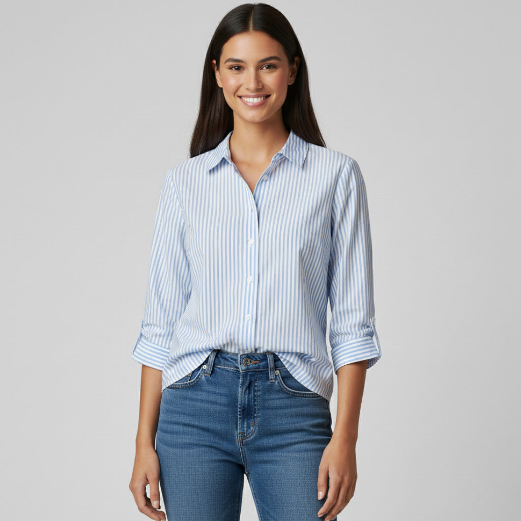 Classic Vertical Striped Blouse for Women