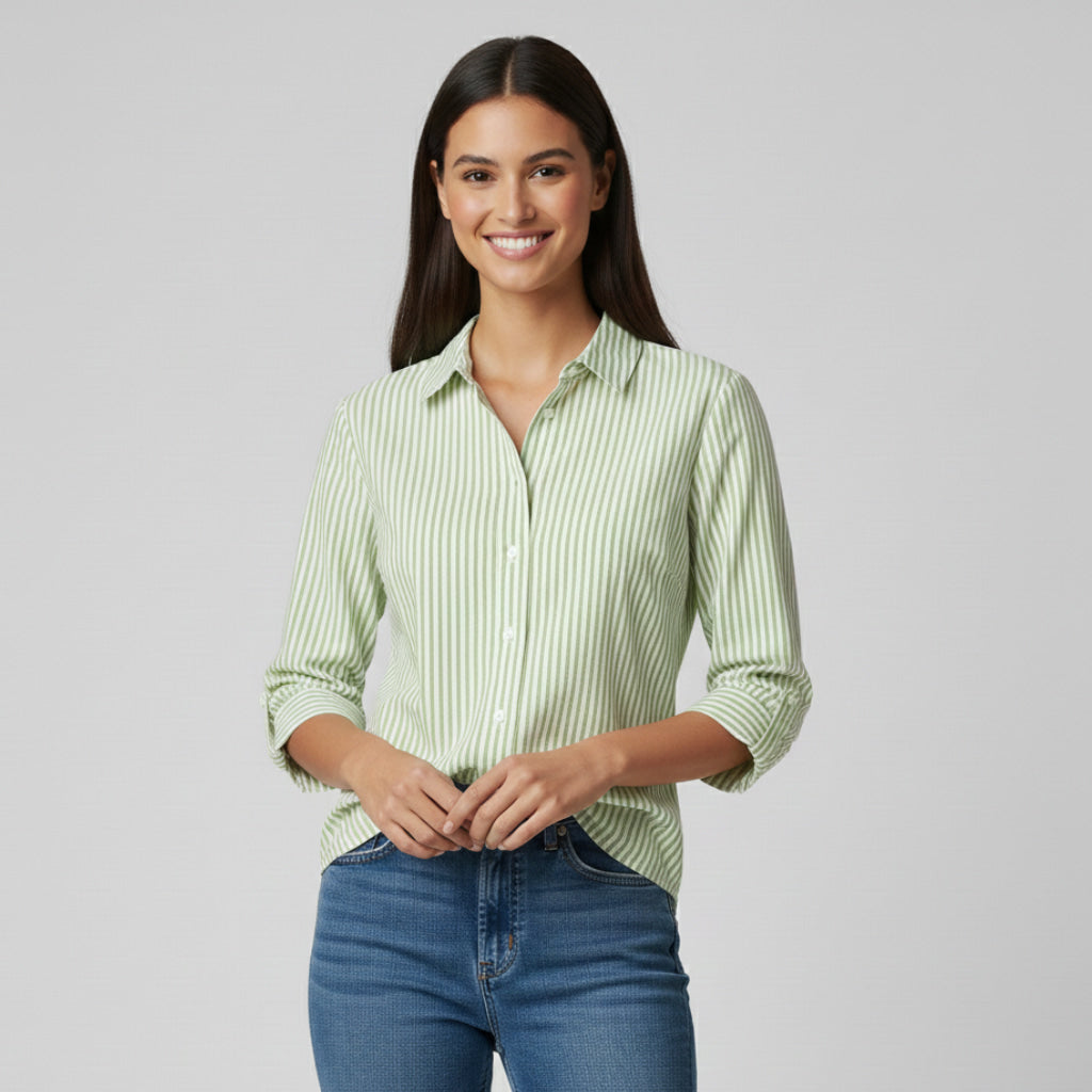 Classic Vertical Striped Blouse for Women