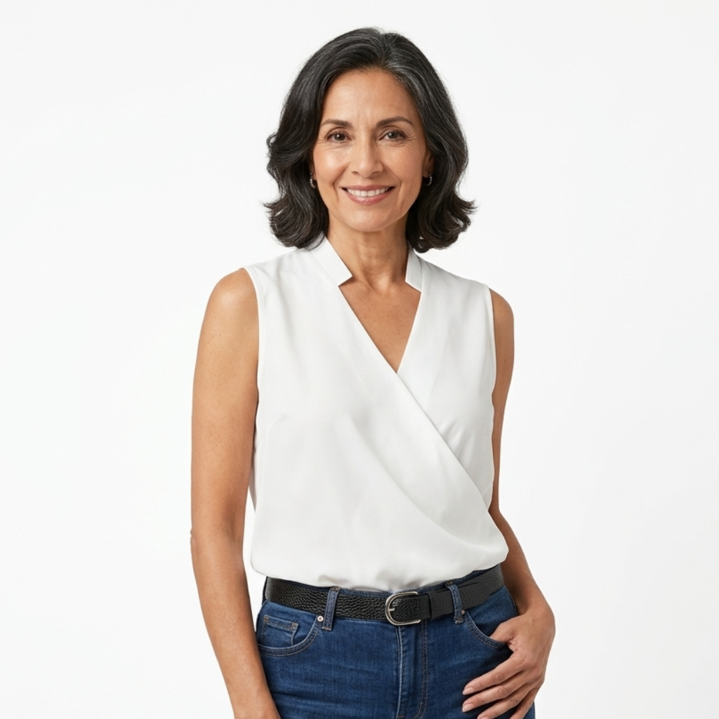 Women's Sleeveless Wrap V-Neck Top - Smooth Texture Weave