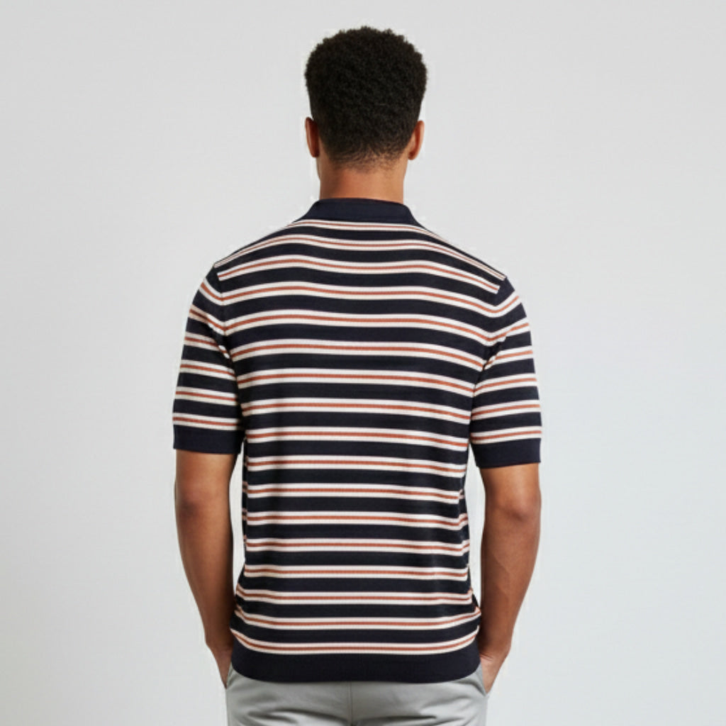 The Breton Stripe Knit Polo Shirt for Men