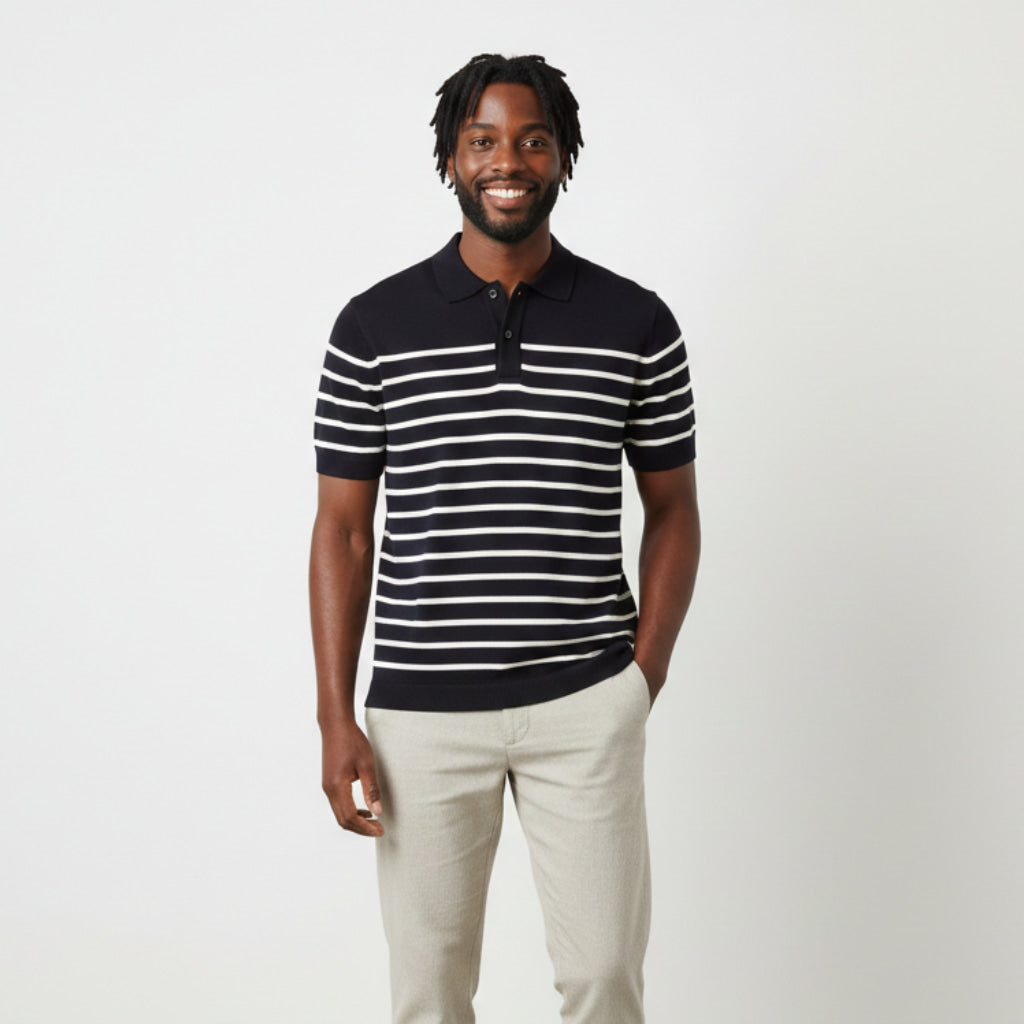The Heritage Stripe Knit Polo Shirt for Men