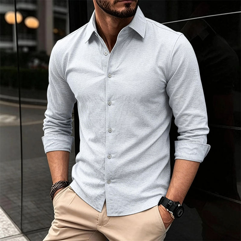 Men’s Button Down Long Sleeve Shirt - Soft Textured
