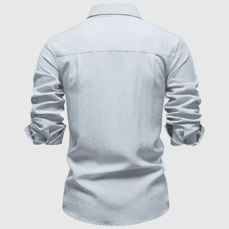 Men’s Button Down Long Sleeve Shirt - Soft Textured