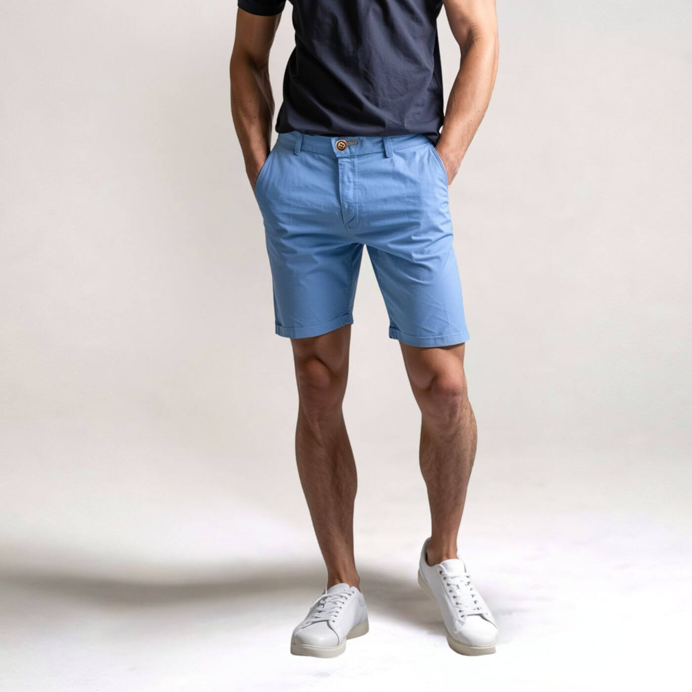 Men's Chino Shorts - Slim Fit and Button Fastening