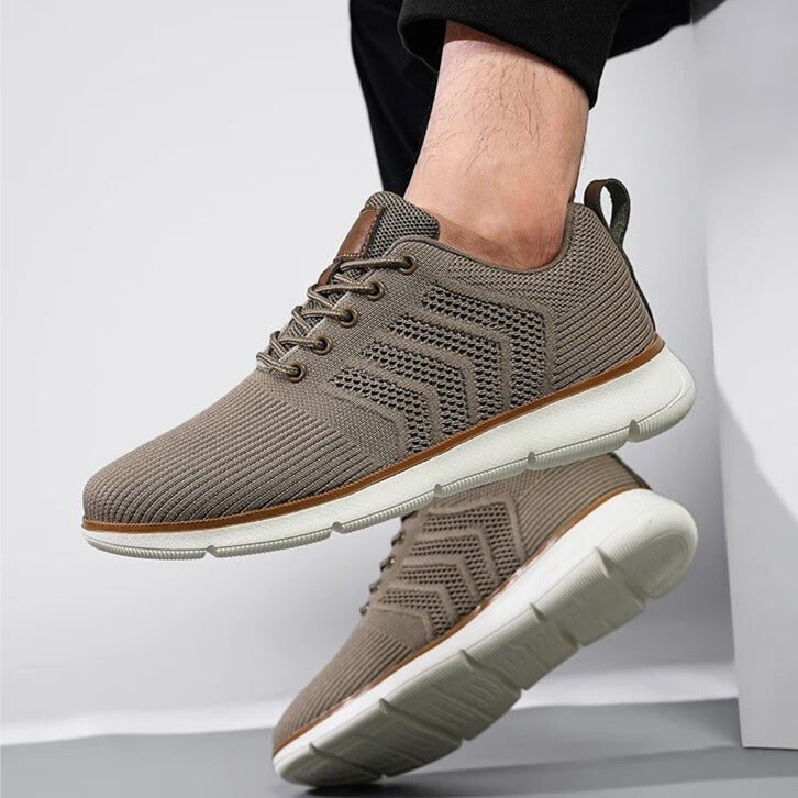 Men's Knit Sneakers - Lace-Up and Breathable Mesh Upper