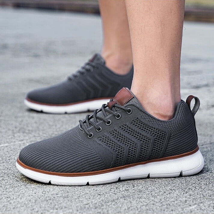 Men's Knit Sneakers - Lace-Up and Breathable Mesh Upper