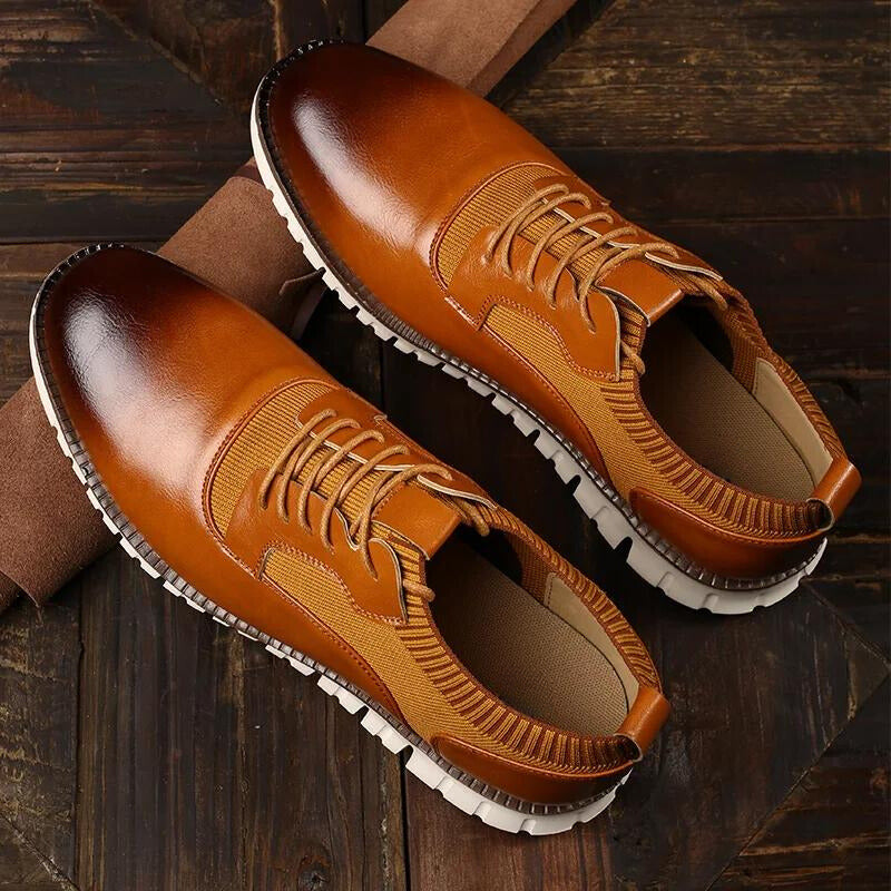 Men's Lace-Up Oxford Sneakers - Smooth Glossy Leather