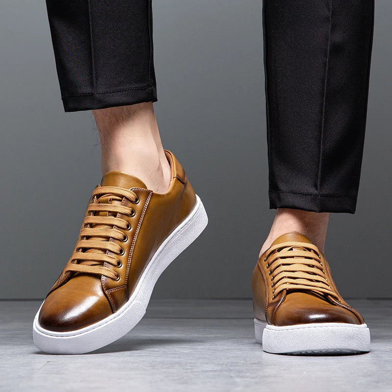 Men's Leather Sneakers Smart Casual Lace Up Trainers