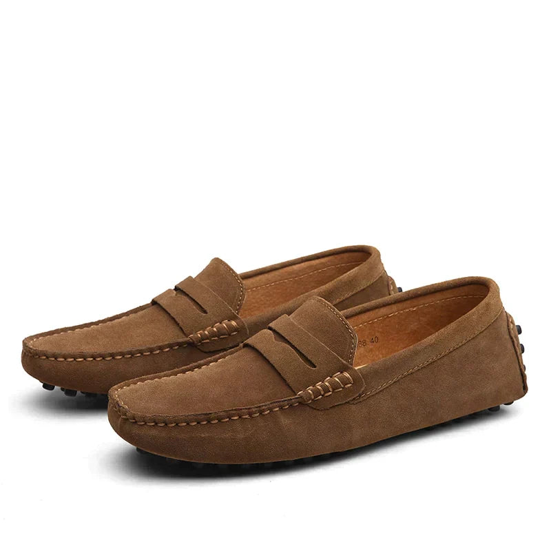 Men’s Lightweight Slip-On Loafers - Hand-Stitched Suede