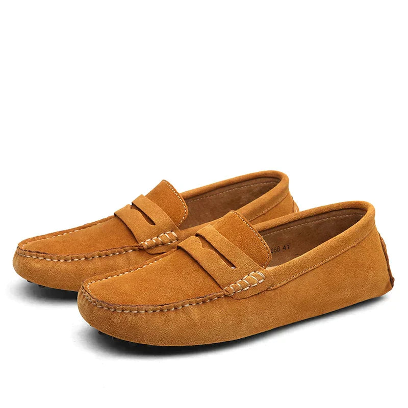 Men’s Lightweight Slip-On Loafers - Hand-Stitched Suede