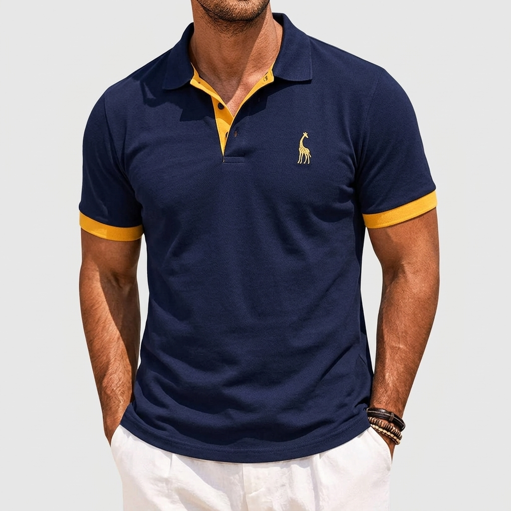 Men's Polo Shirt - Contrast Trim and Embroidered Logo