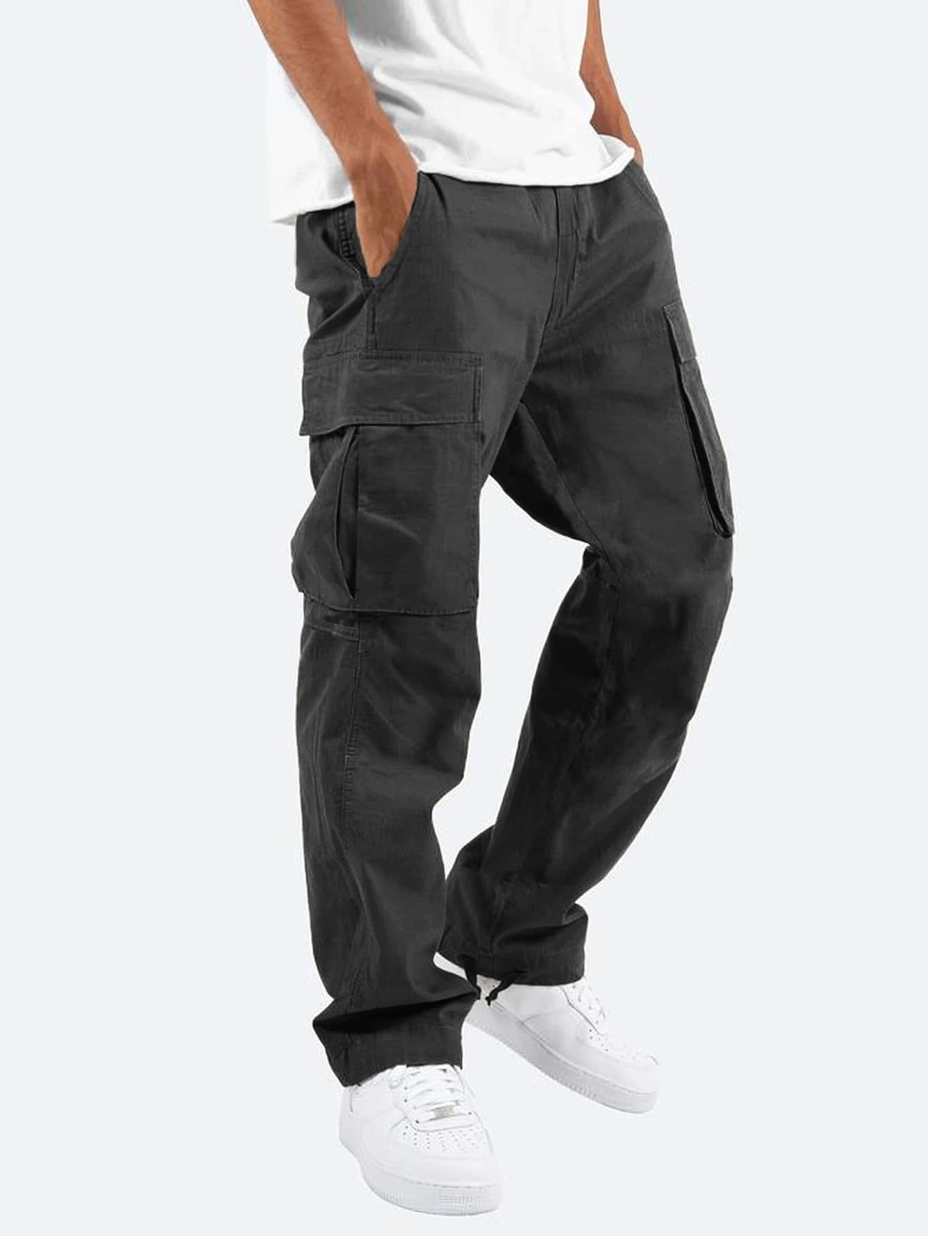 Men's Relaxed Fit Cargo Trousers Utility Multi Pocket Combat