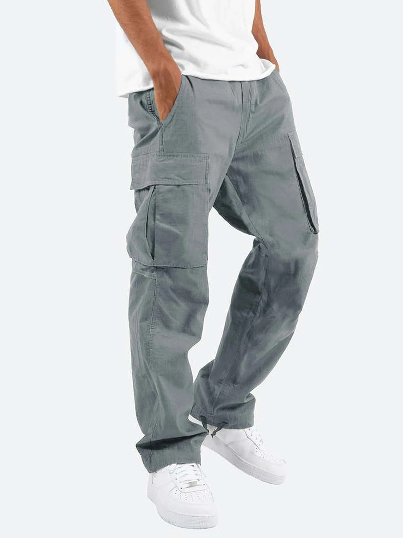 Men's Relaxed Fit Cargo Trousers Utility Multi Pocket Combat
