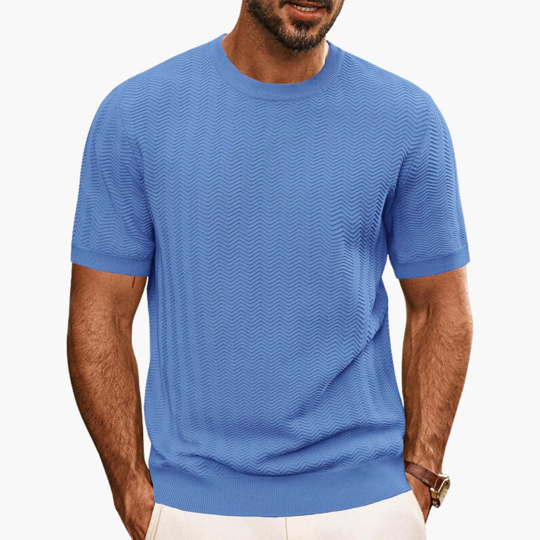 Men's Relaxed Fit Short Sleeve T-Shirt - Chevron Knit Texture