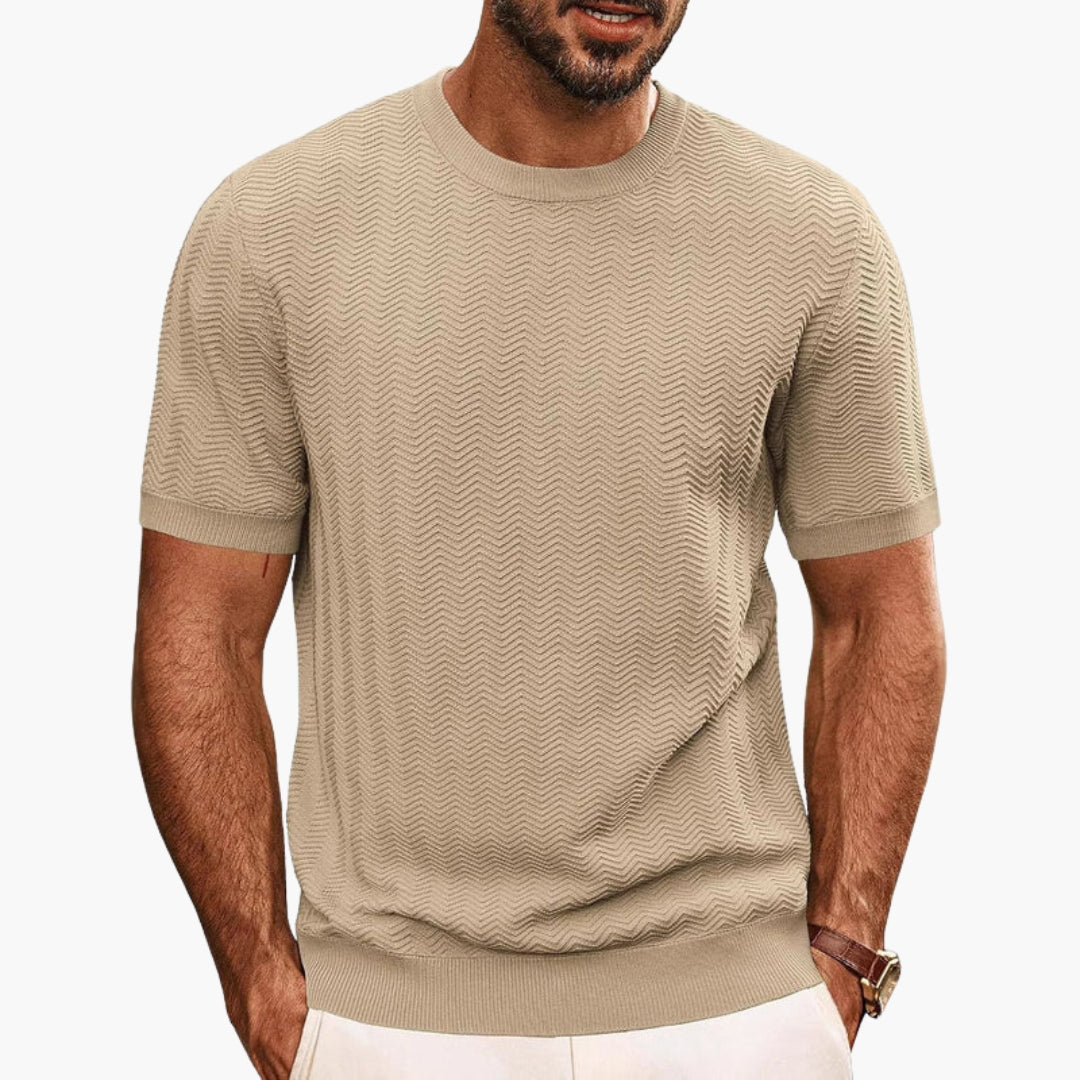 Men's Relaxed Fit Short Sleeve T-Shirt - Chevron Knit Texture