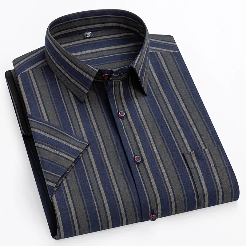 Men's Short Sleeve Shirt Casual Striped Smart Summer Shirt