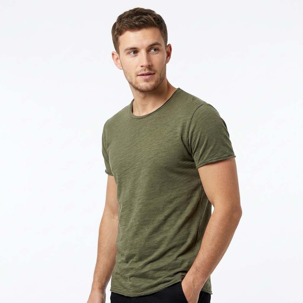 Men’s Slim Fit Crew Neck T-Shirt - Slub Textured Weave