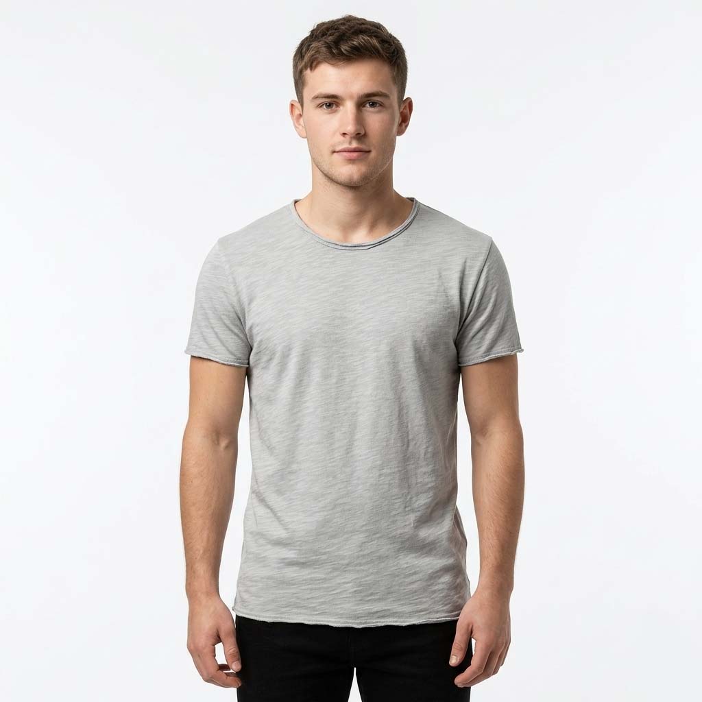 Men’s Slim Fit Crew Neck T-Shirt - Slub Textured Weave
