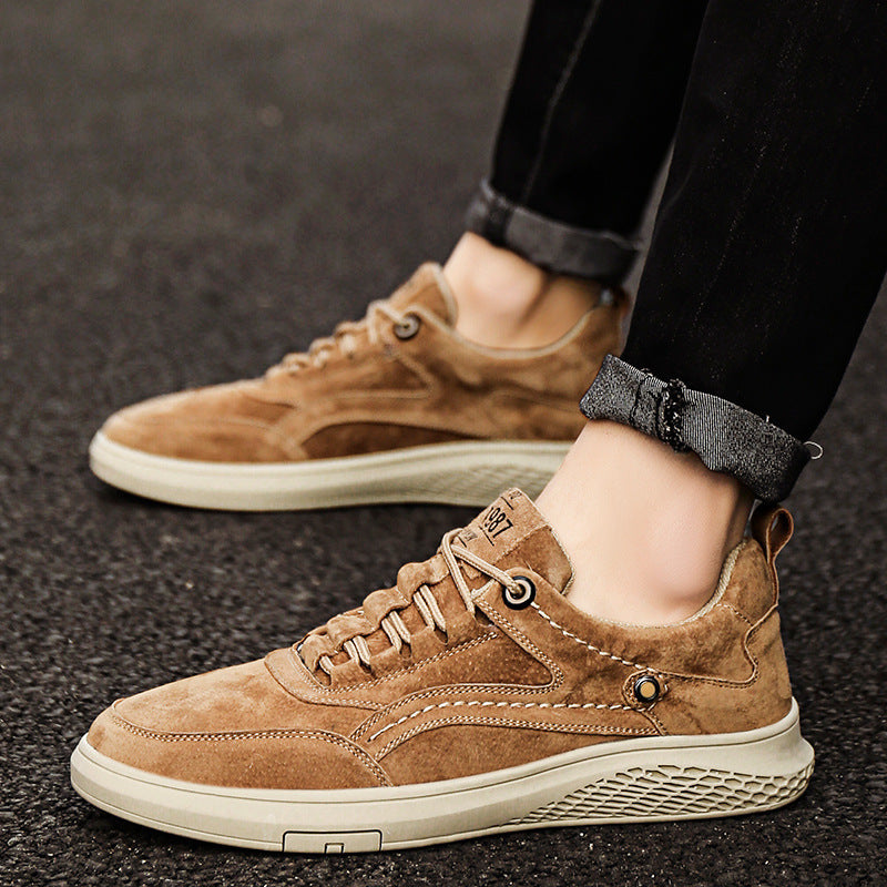 Men's Suede Sneakers - Lace-Up and Honeycomb Sole