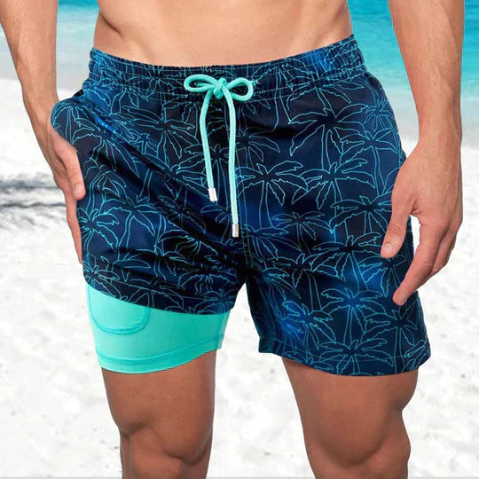 Men's Swim Shorts - Multi-Print Selection and Integrated Compression Liner
