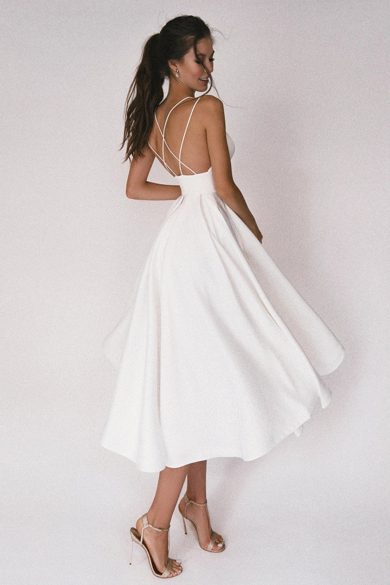 Women’s Double Spaghetti Strap Midi Dress - Pleated A-Line Skirt