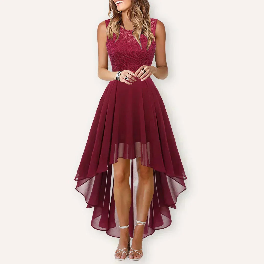 Women's High-Low Midi Dress Sleeveless and Elegant Wedding Guest Style