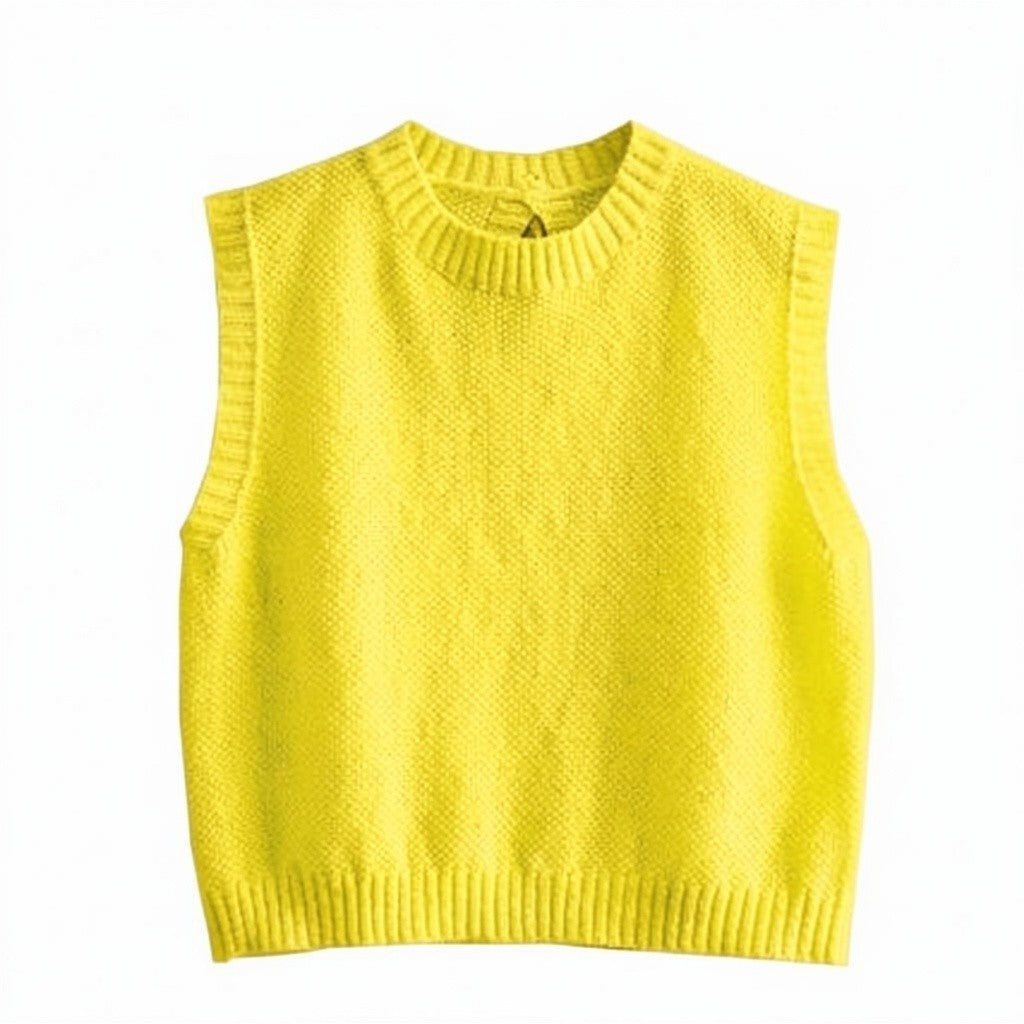 Women's Knit Summer Top Open Back Sleeveless Textured Vest
