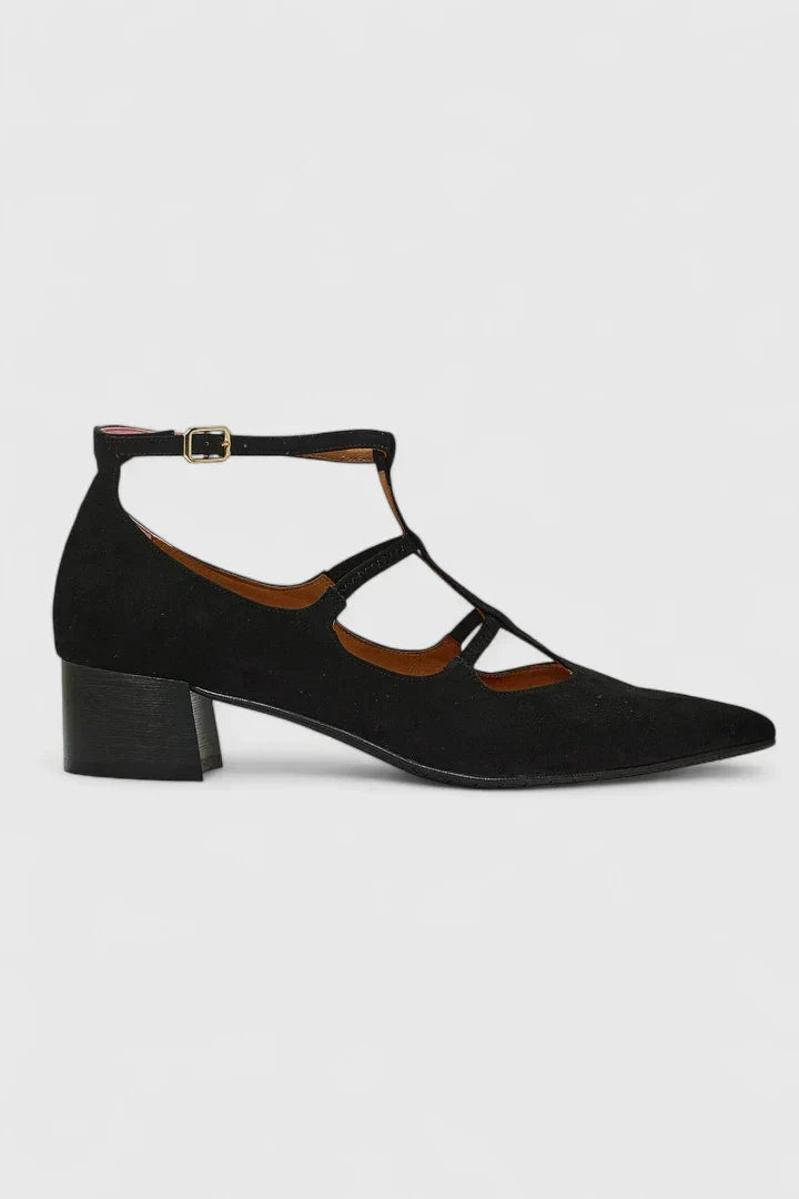 Women's Mary Jane Heels Pointed Toe Pumps Strappy Block Shoes