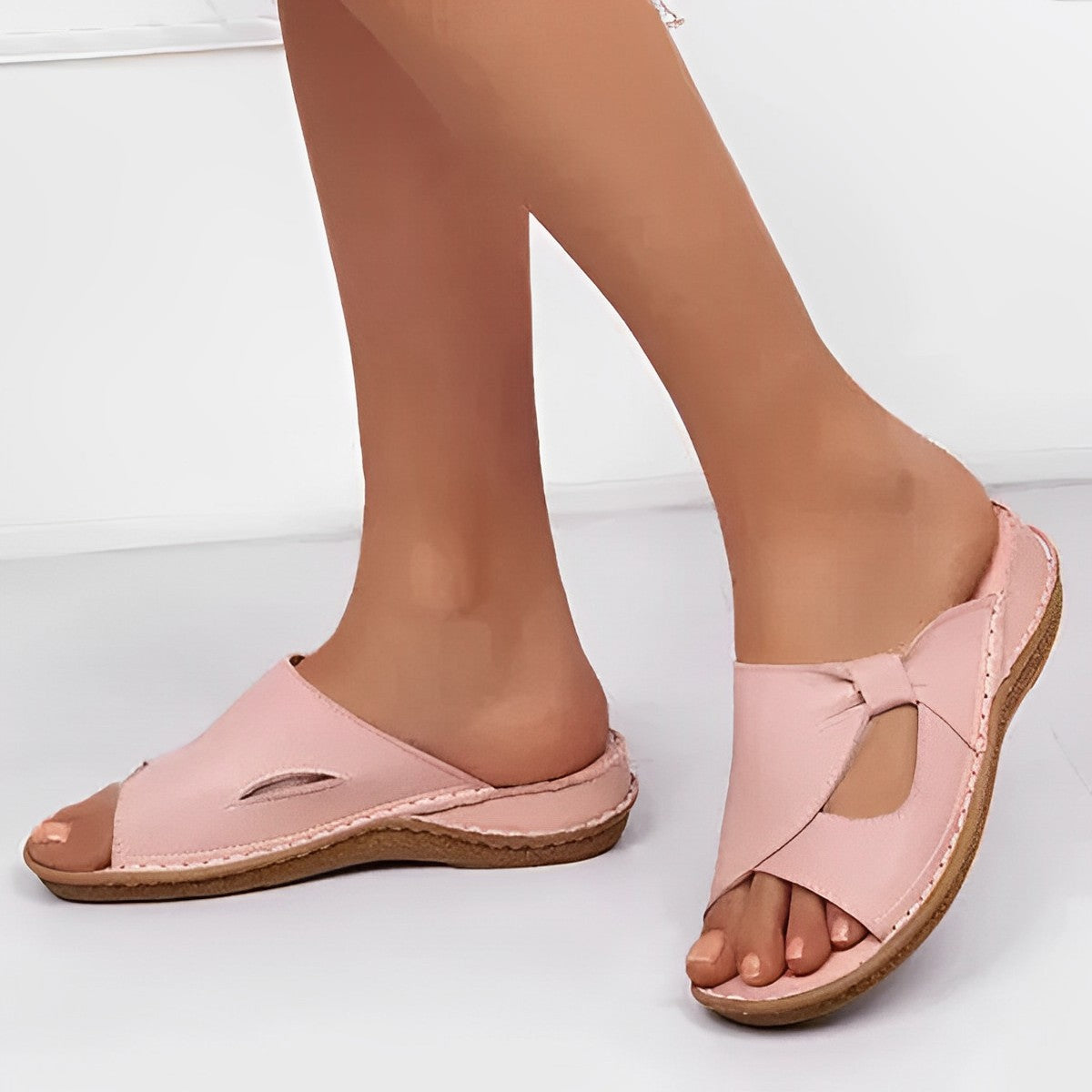 Women's Orthopedic Leather Sandals - Cushioned Wedge Sole
