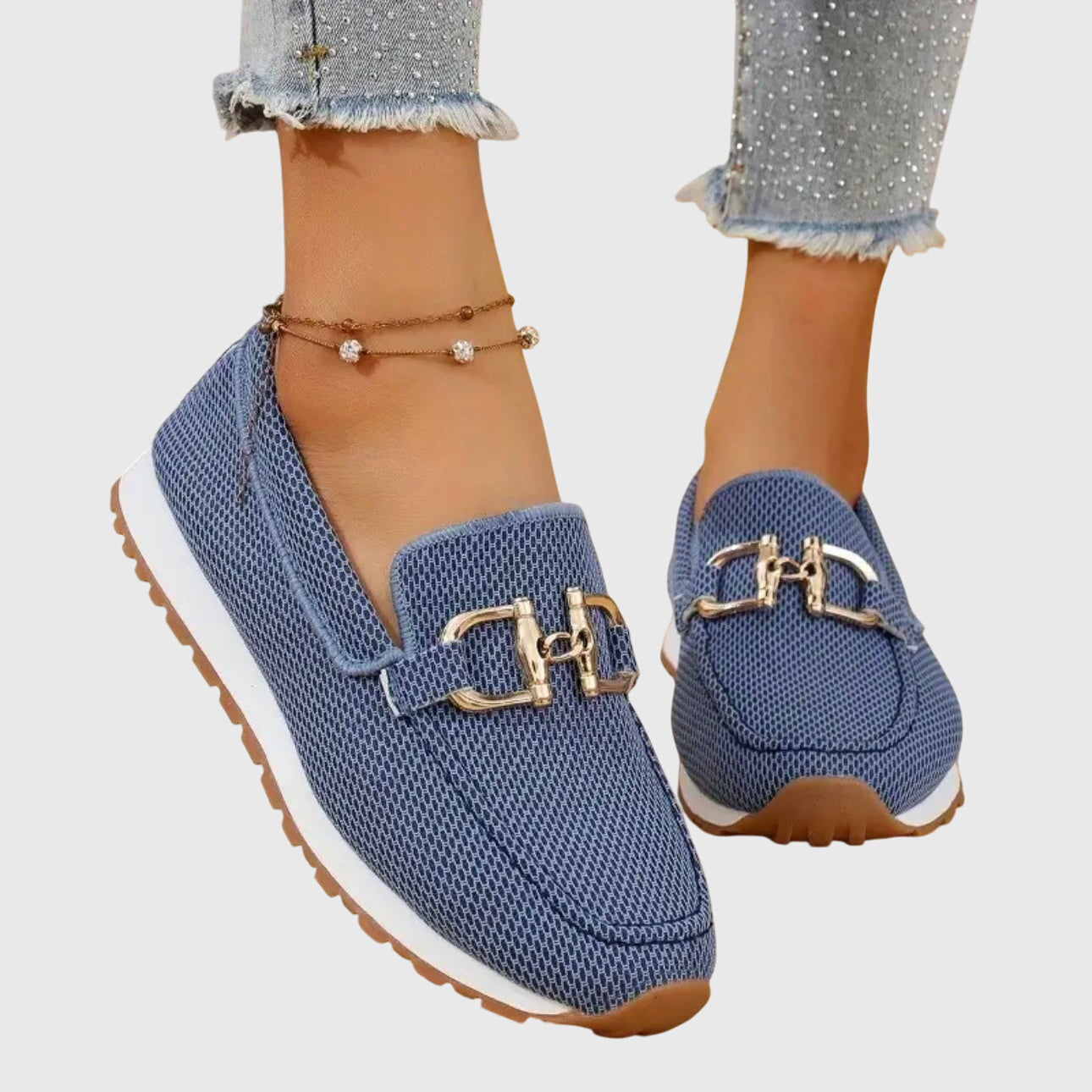 Women's Slip-On with Gum Sole Trainer Loafers - Breathable Mesh
