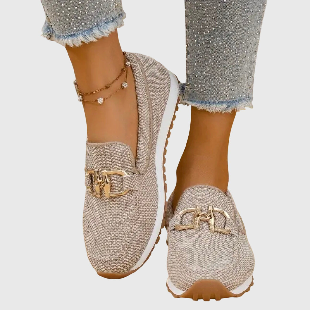 Women's Slip-On with Gum Sole Trainer Loafers - Breathable Mesh