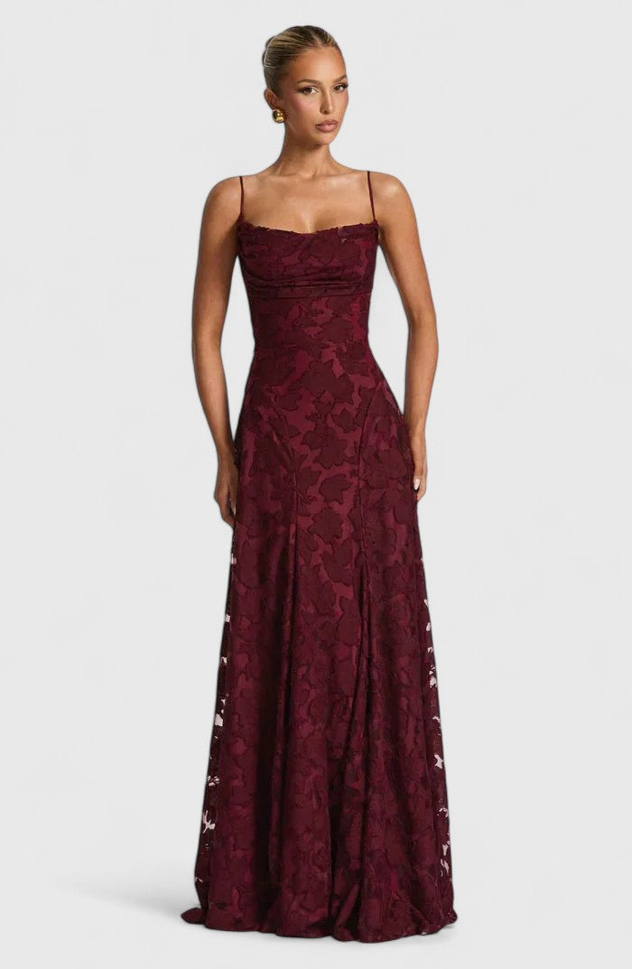 Women's Strappy Back Wedding Guest Maxi Dress Textured Fabric