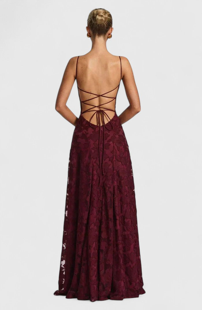 Women's Strappy Back Wedding Guest Maxi Dress Textured Fabric