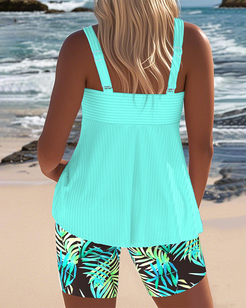Women's Tankini Swimsuit Flattering Swimwear Set Crossover Top Shorts